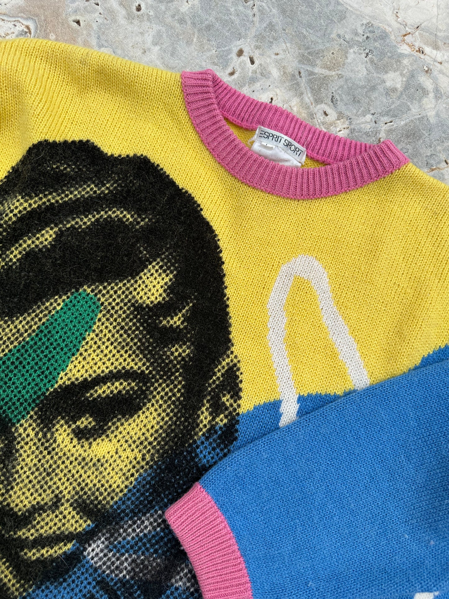 1980s Vintage Over Sized Colorful Graphic ESPRIT Sport Wool Blend Sweater