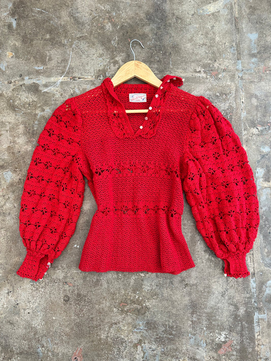 40s Vintage Hand Knit Fancy Sweater