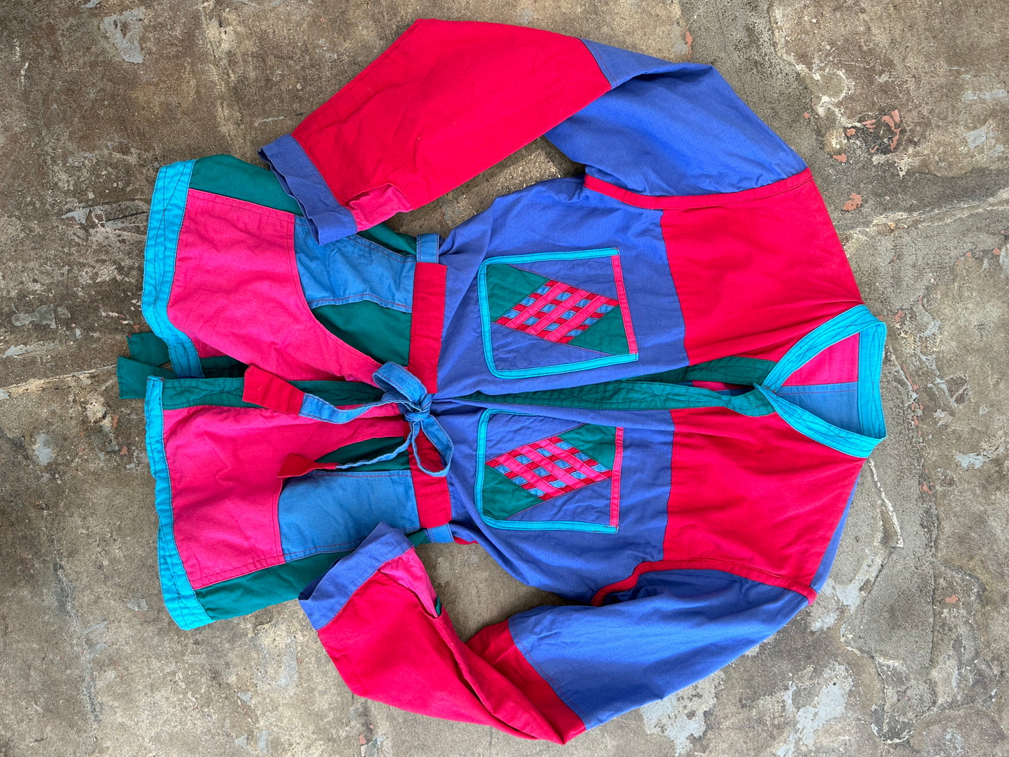 Sold - 90s Cotton Block Print Reversible Jacket/Bag