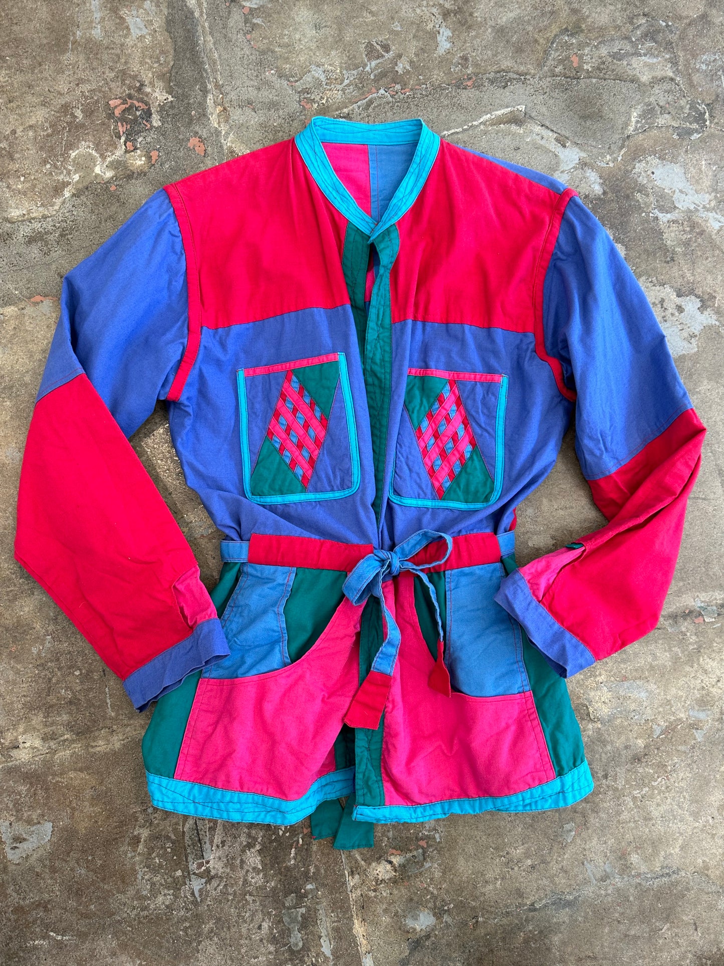 Sold - 90s Cotton Block Print Reversible Jacket/Bag