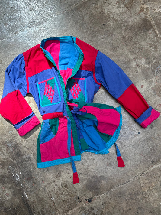 Sold - 90s Cotton Block Print Reversible Jacket/Bag