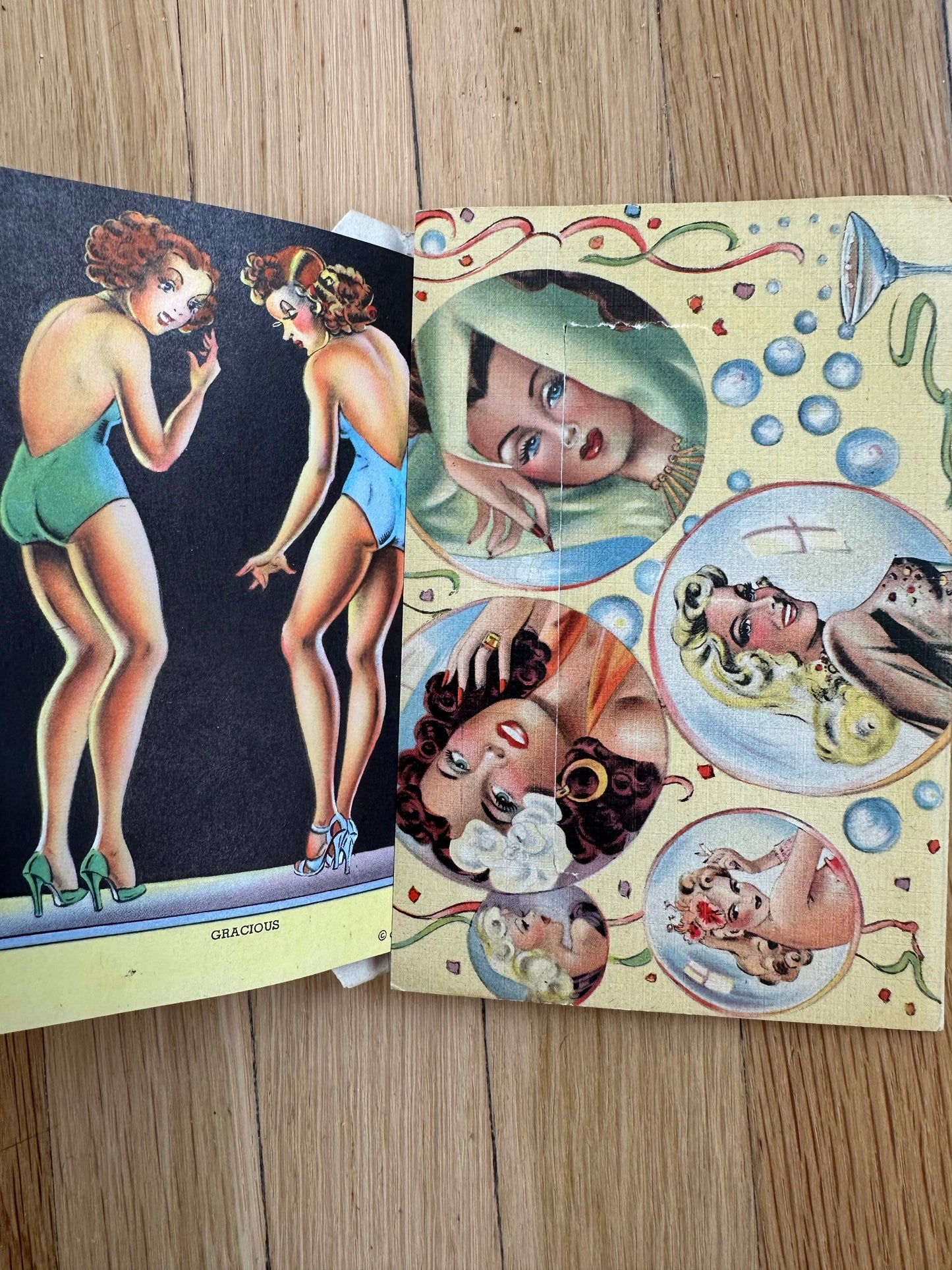 1940s Fold Out  Pin Up Postcard  Set