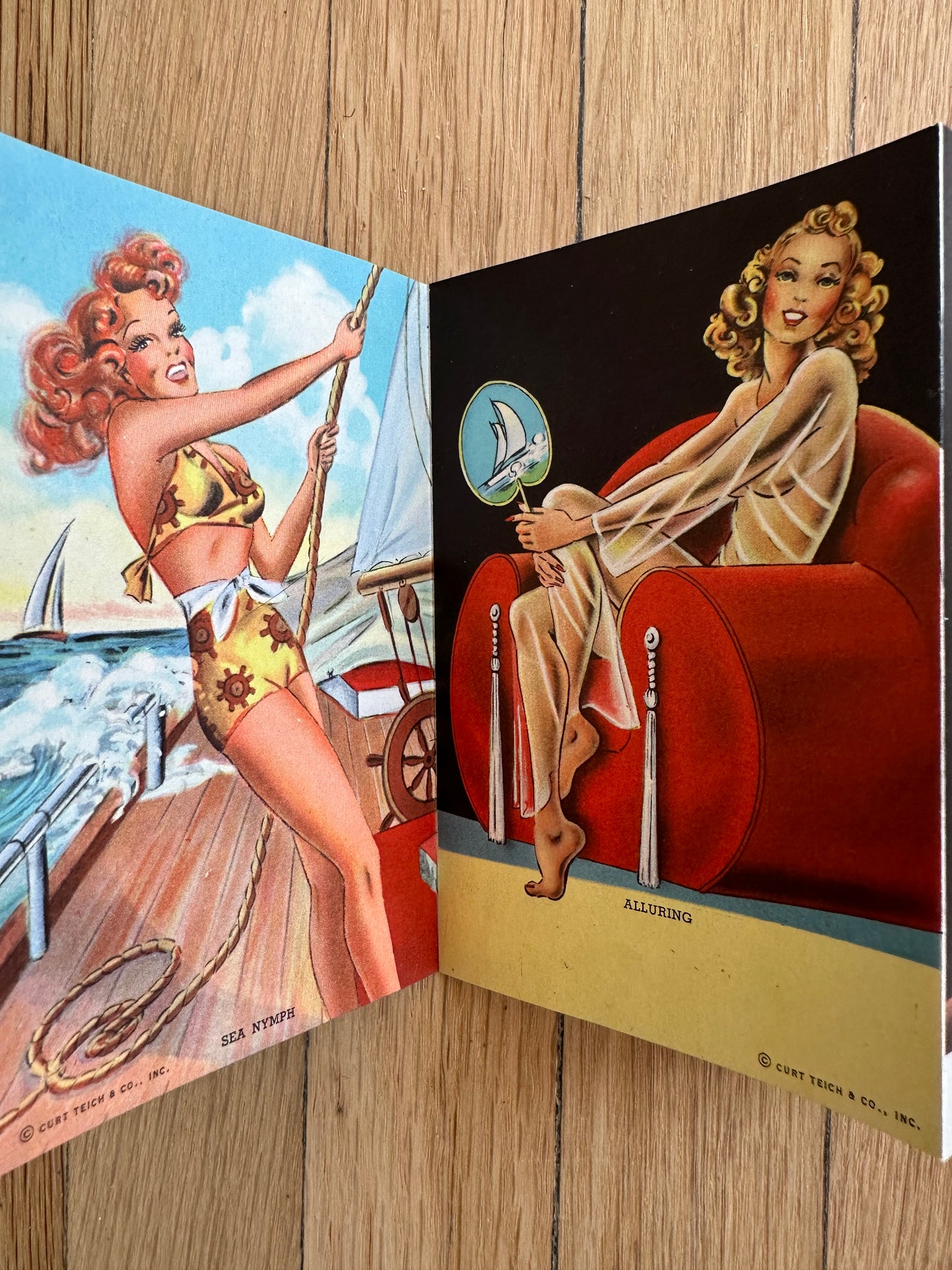 1940s Fold Out  Pin Up Postcard  Set