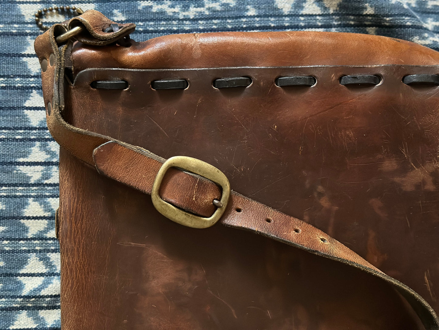 SOLD - 70s Hippy Hand Made Leather Cross Body Bag