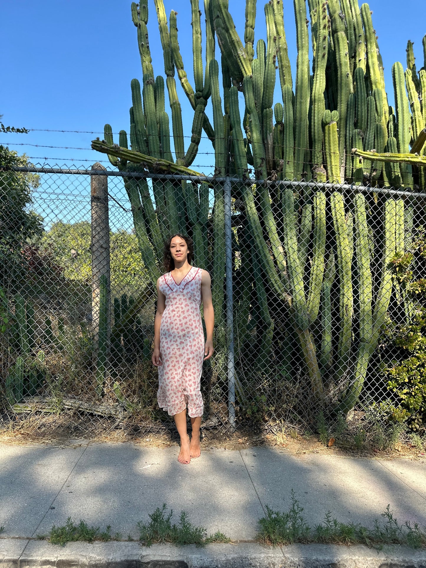 1930s Sheer Cotton Floral Day Dress