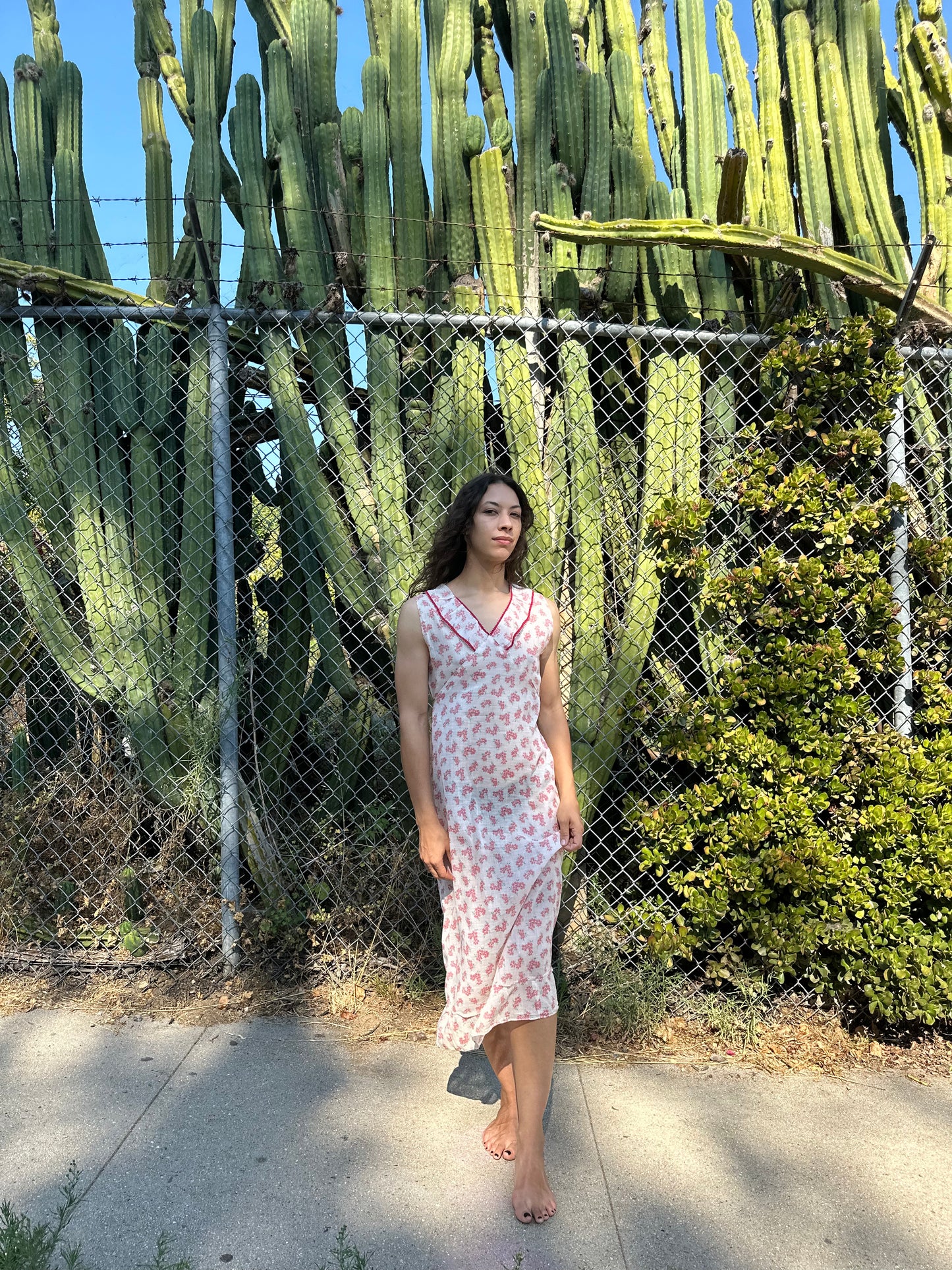 1930s Sheer Cotton Floral Day Dress