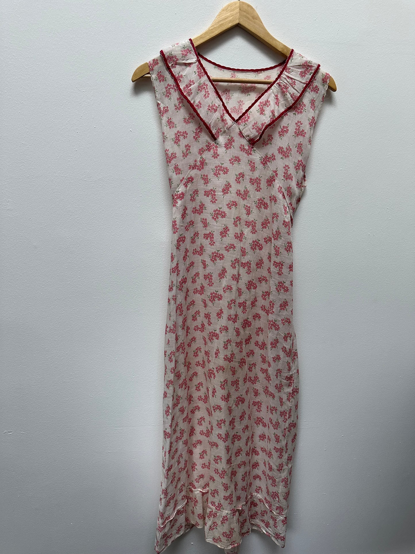 1930s Sheer Cotton Floral Day Dress