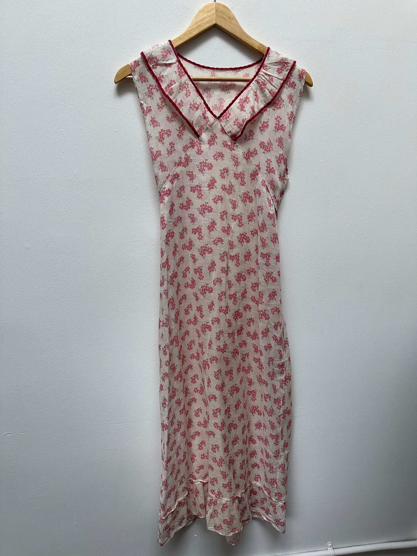 1930s Sheer Cotton Floral Day Dress