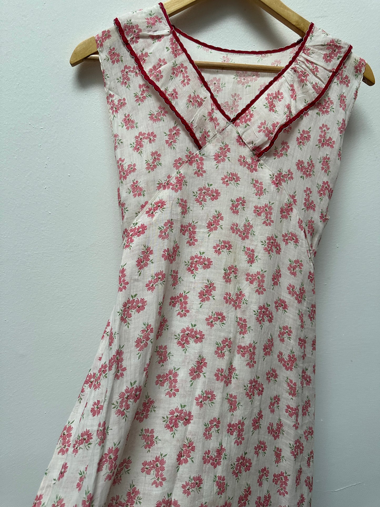 1930s Sheer Cotton Floral Day Dress