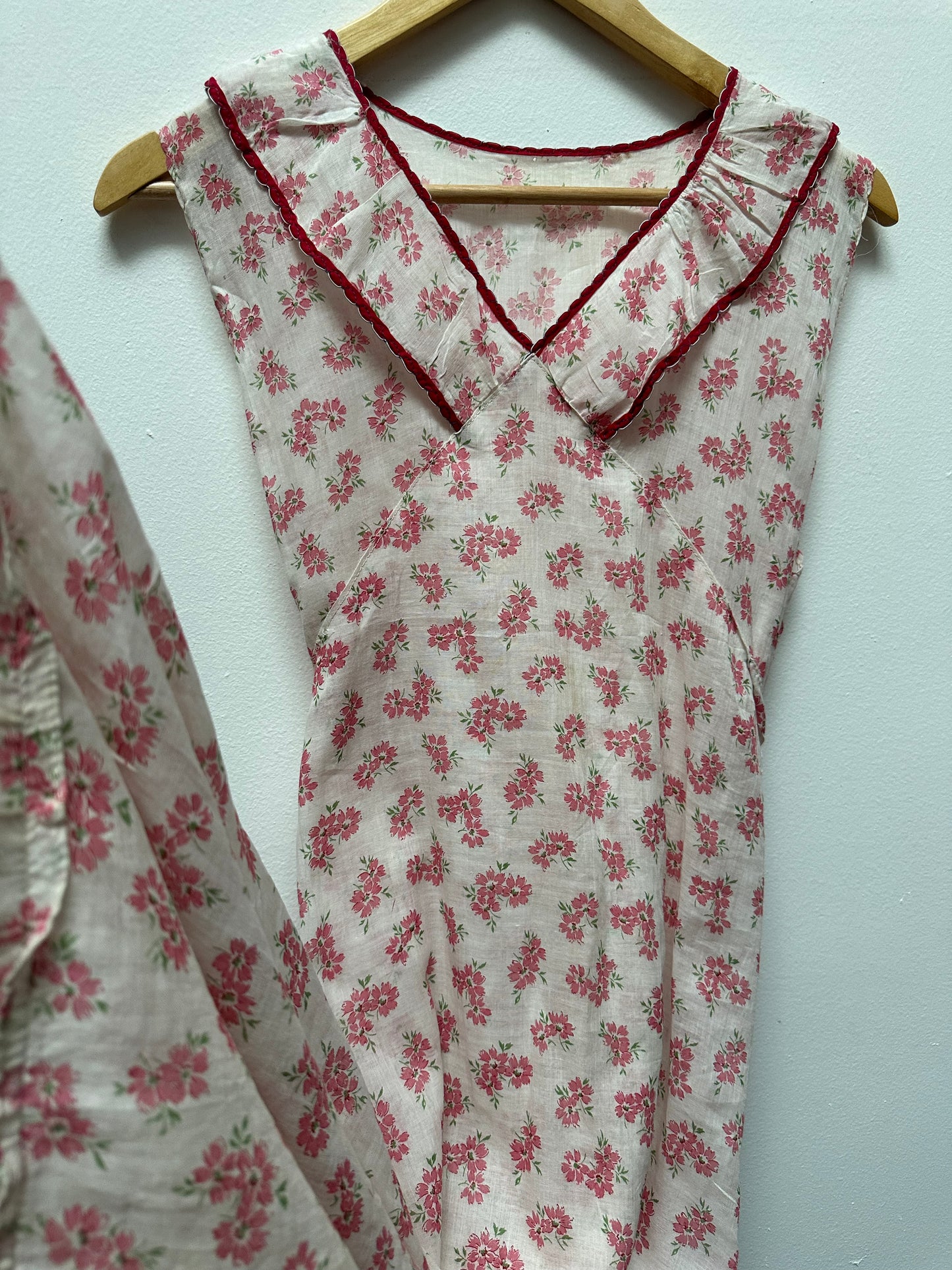 1930s Sheer Cotton Floral Day Dress