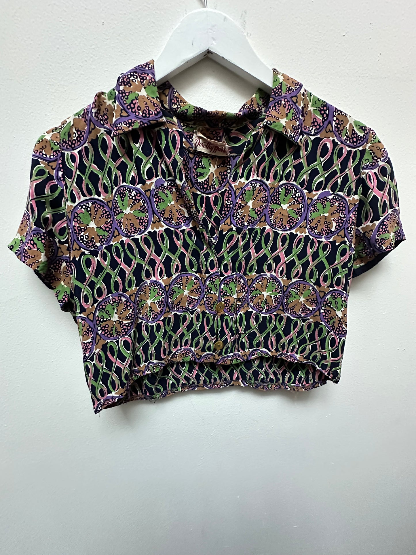 SOLD - 40s Vintage  Rayon Graphic Crop Top