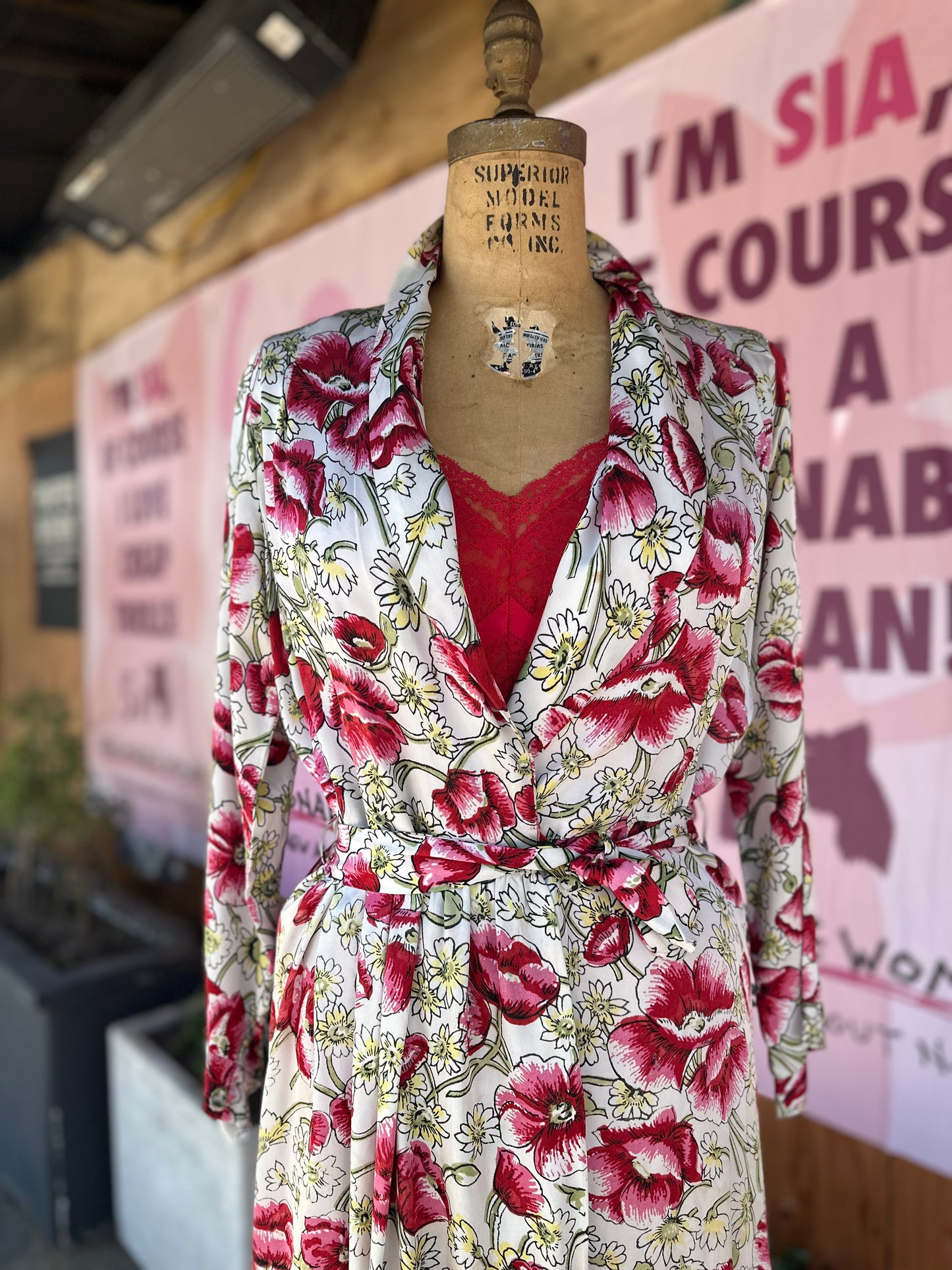 1940s Floral Rayon Robe