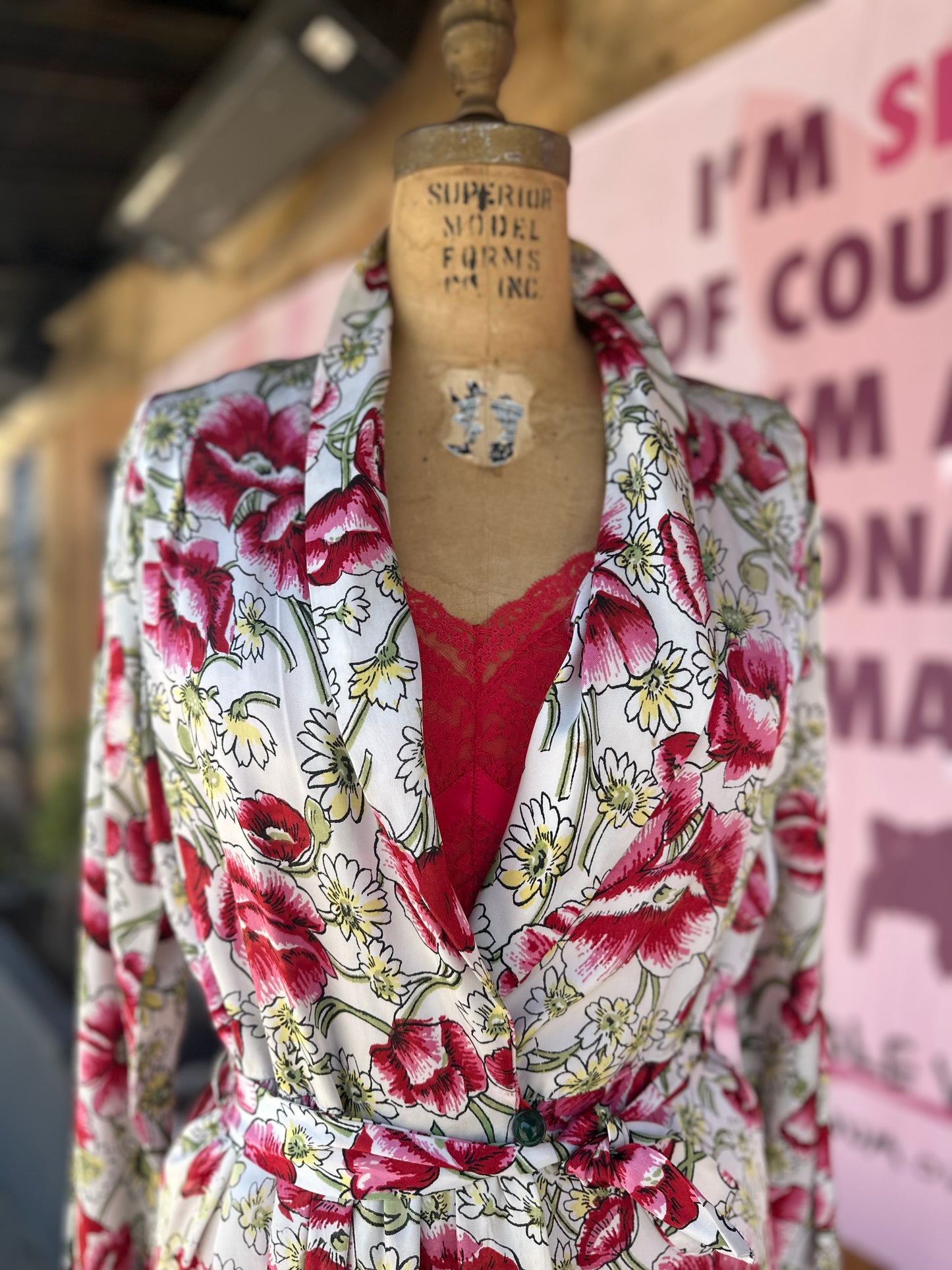 1940s Floral Rayon Robe