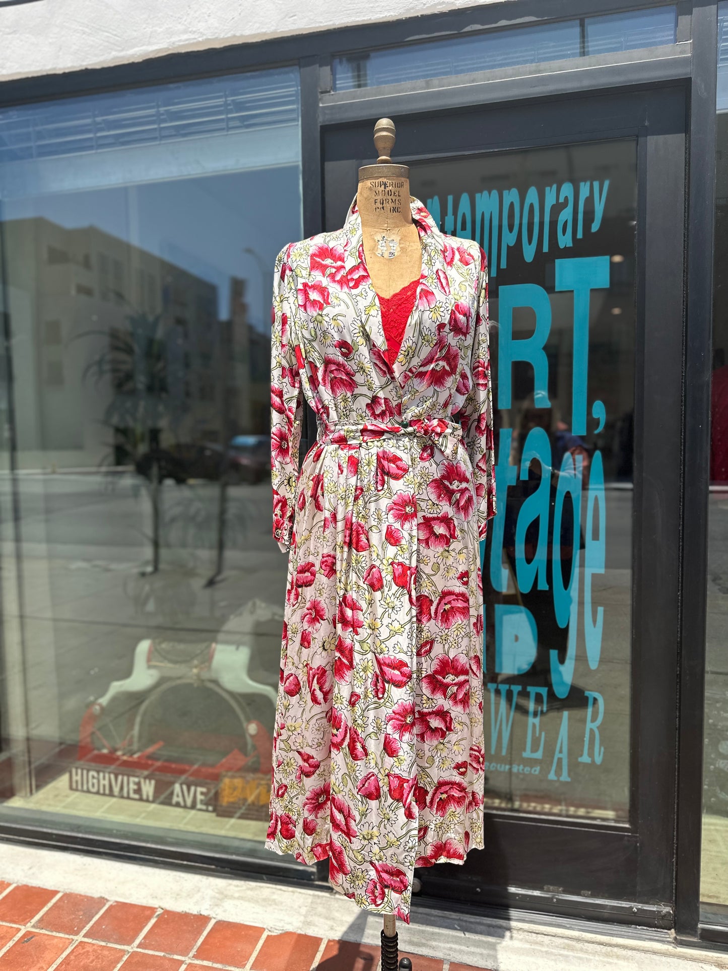 1940s Floral Rayon Robe