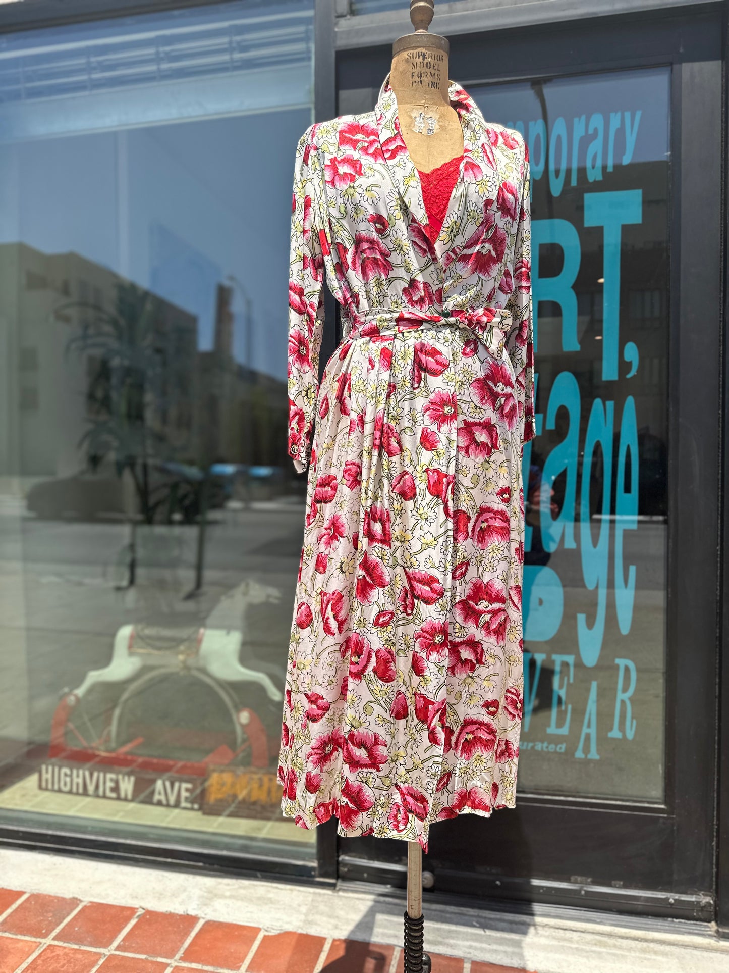 1940s Floral Rayon Robe