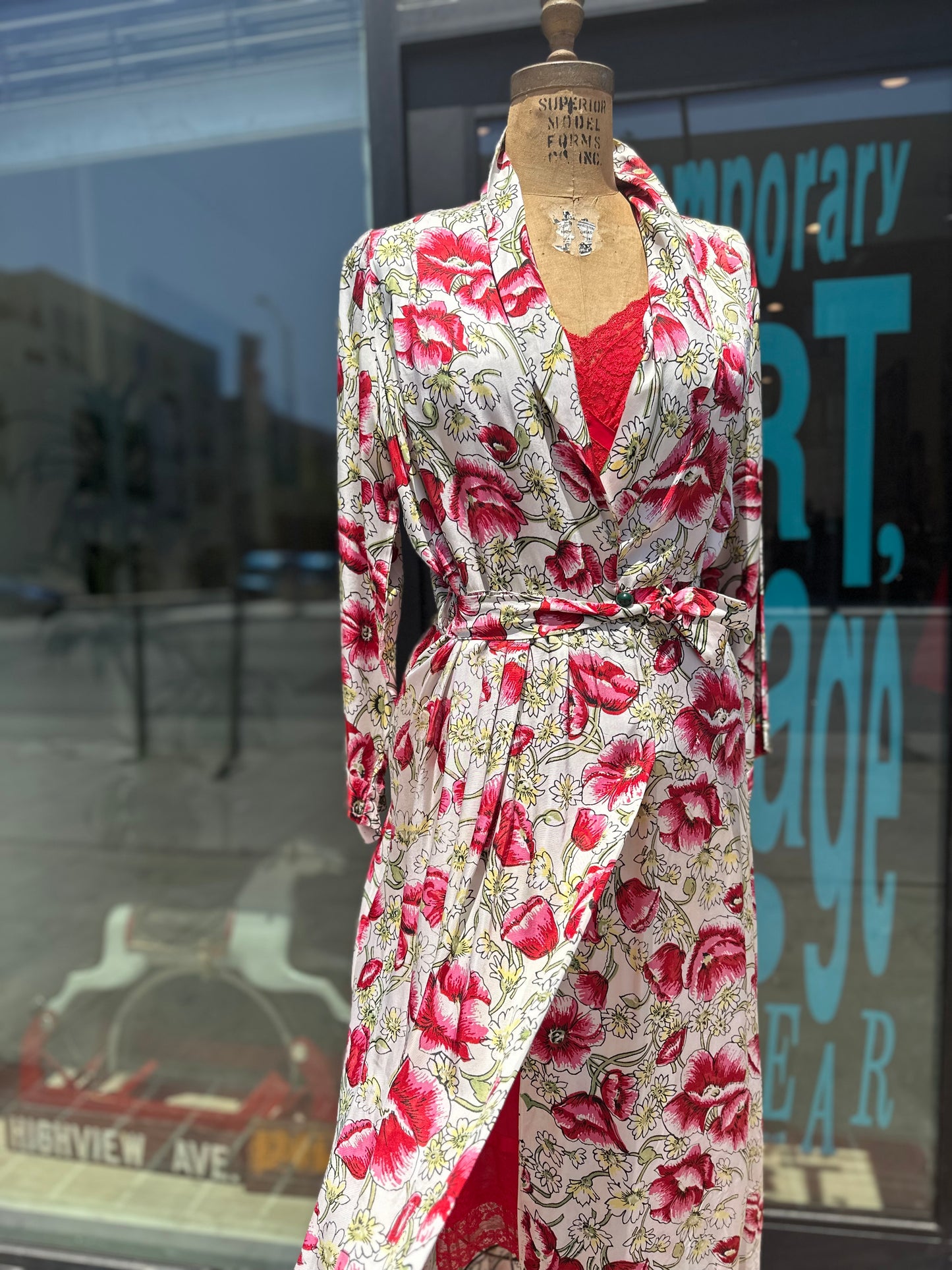 1940s Floral Rayon Robe