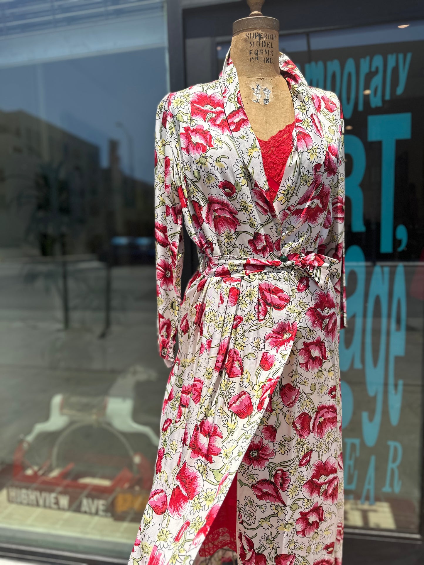 1940s Floral Rayon Robe