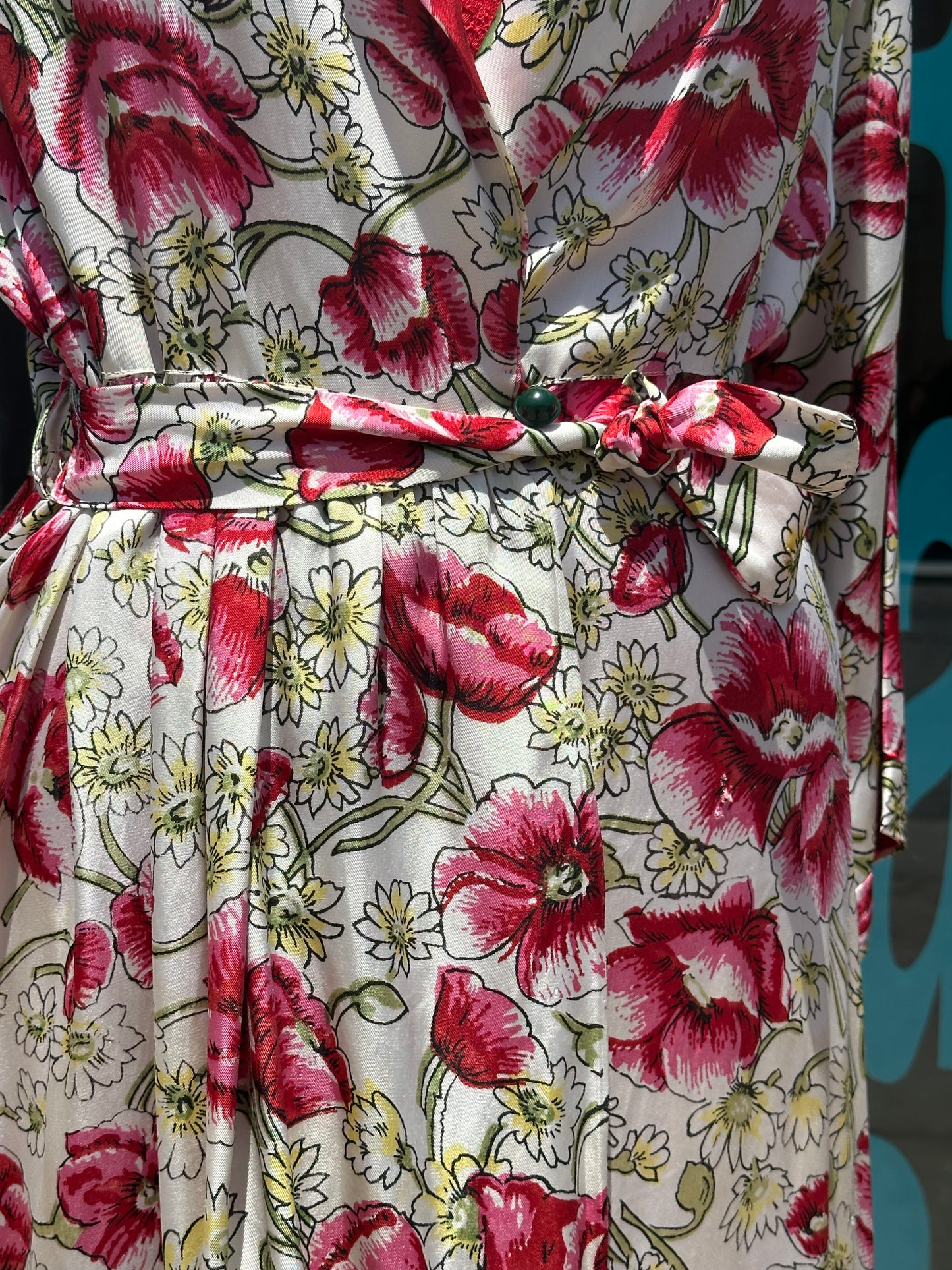 1940s Floral Rayon Robe