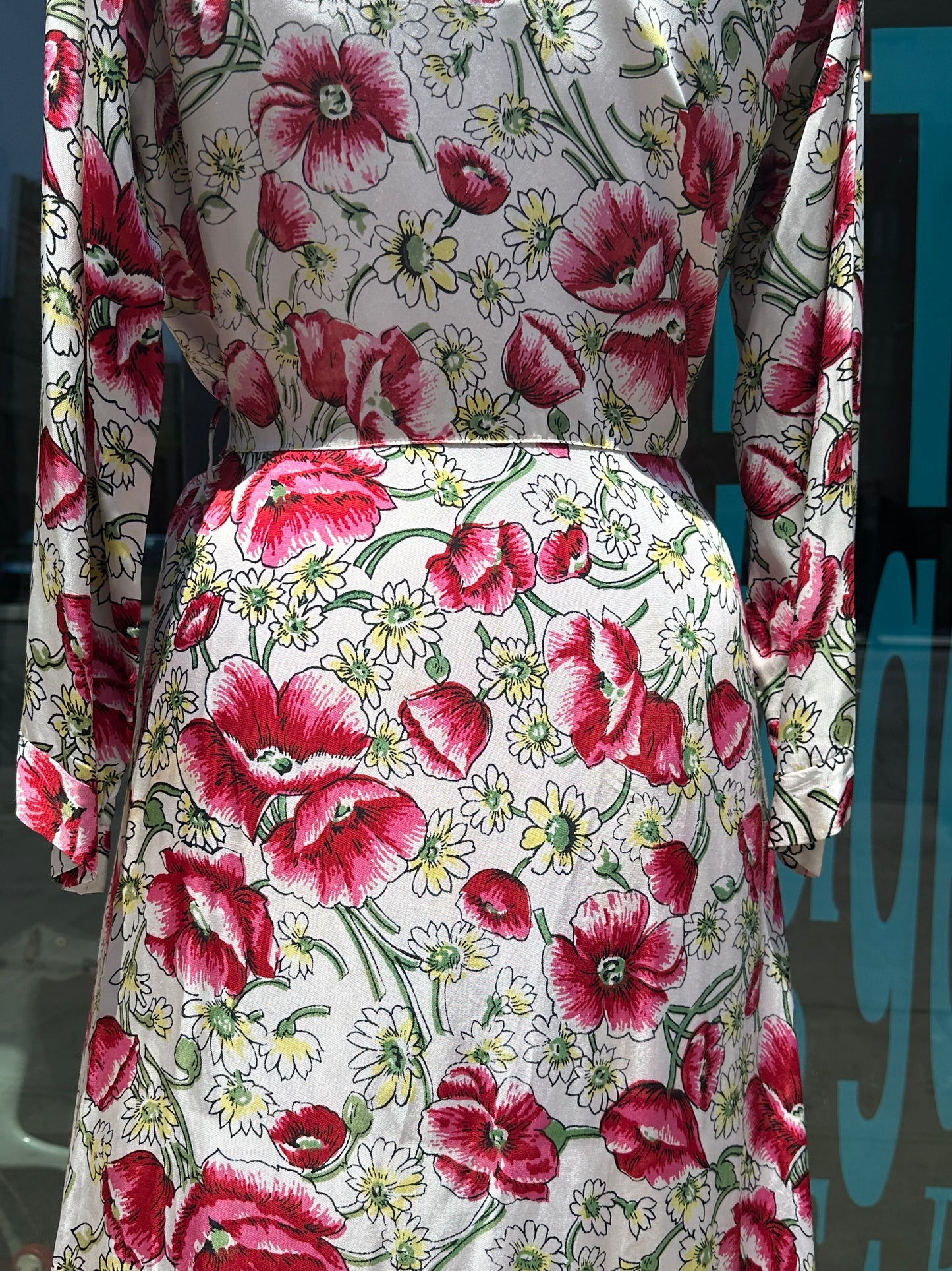 1940s Floral Rayon Robe