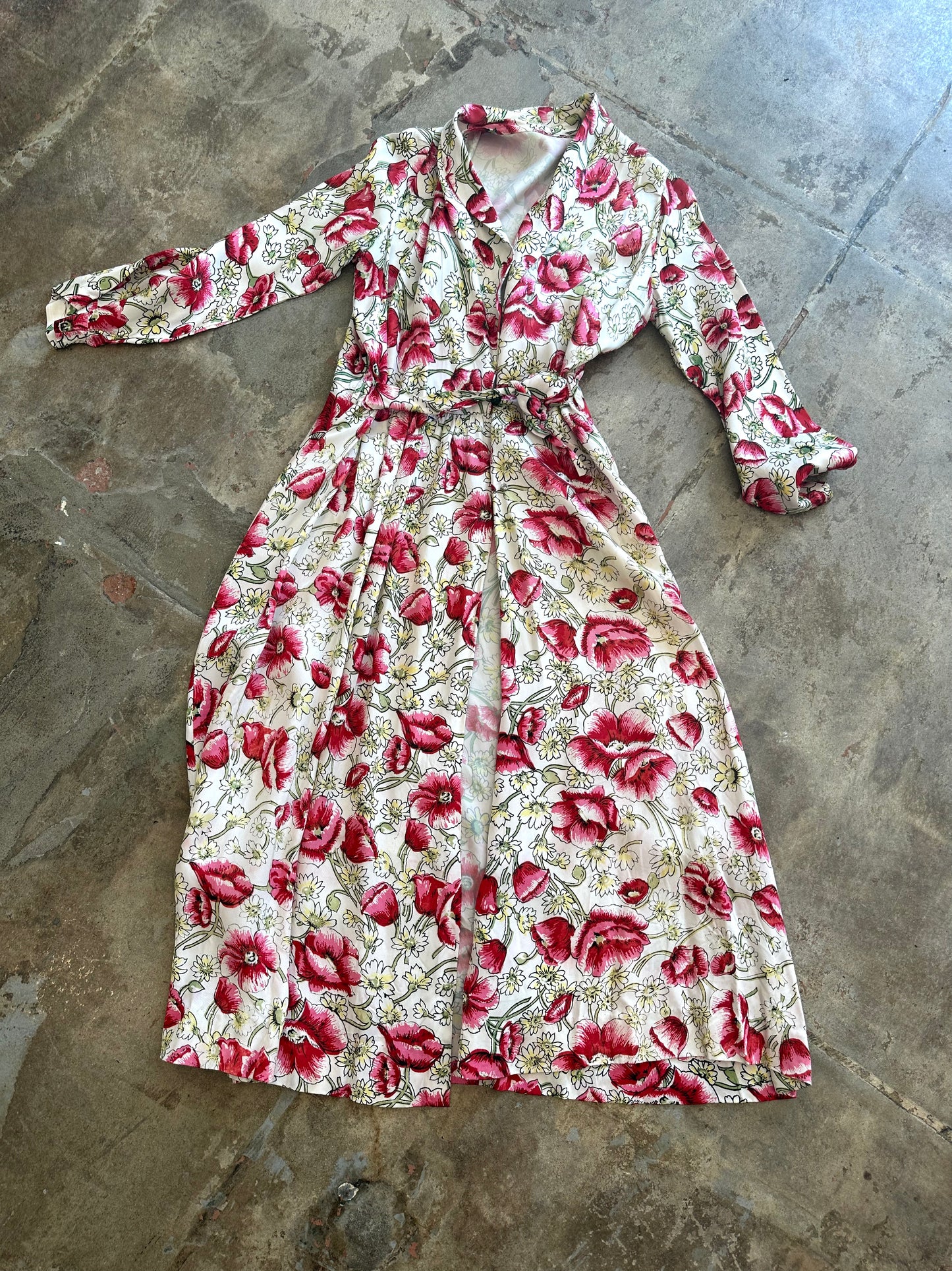 1940s Floral Rayon Robe