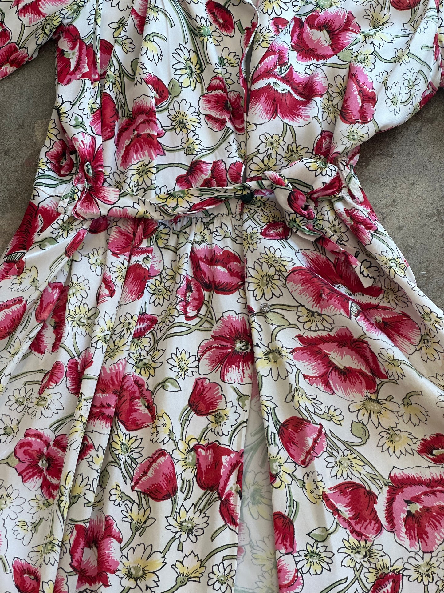 1940s Floral Rayon Robe