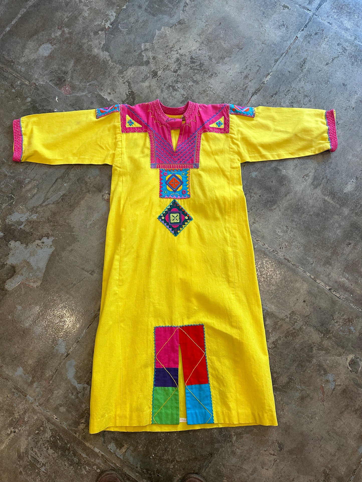 Vintage Bright Yellow Josefa Kaftan Dress