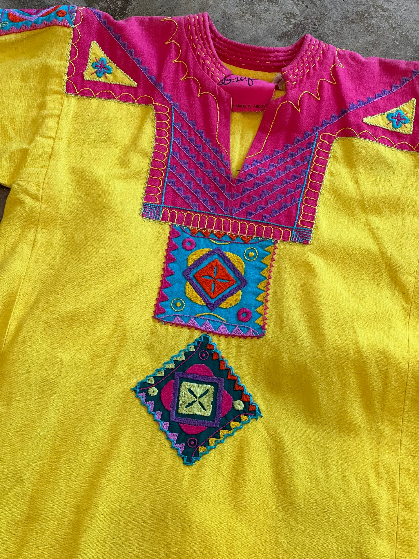 Vintage Bright Yellow Josefa Kaftan Dress