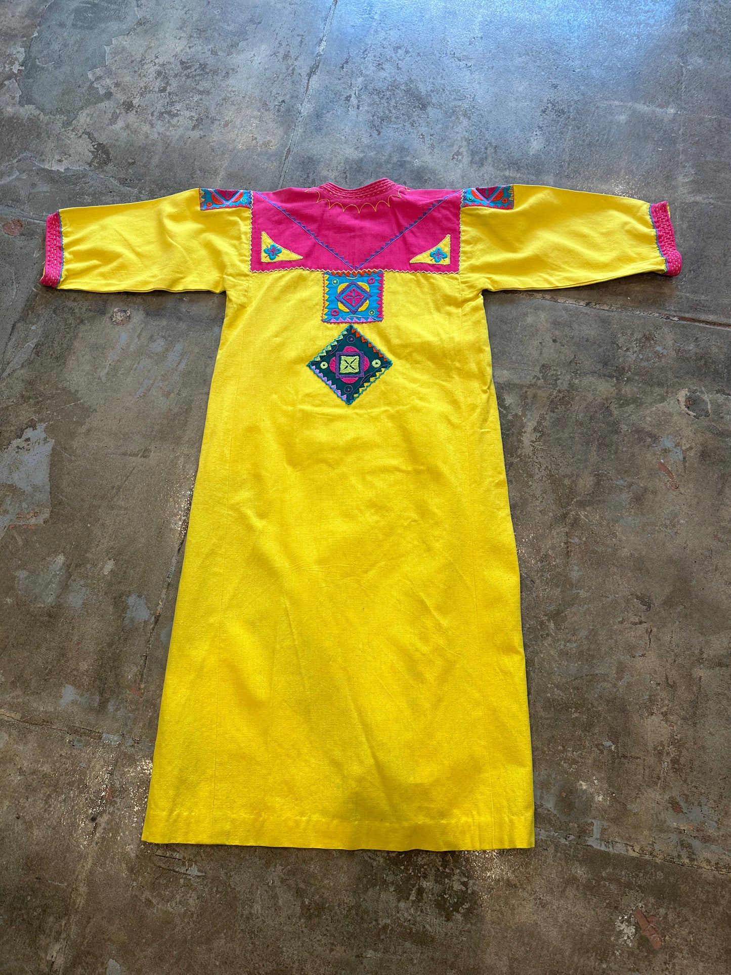 Vintage Bright Yellow Josefa Kaftan Dress