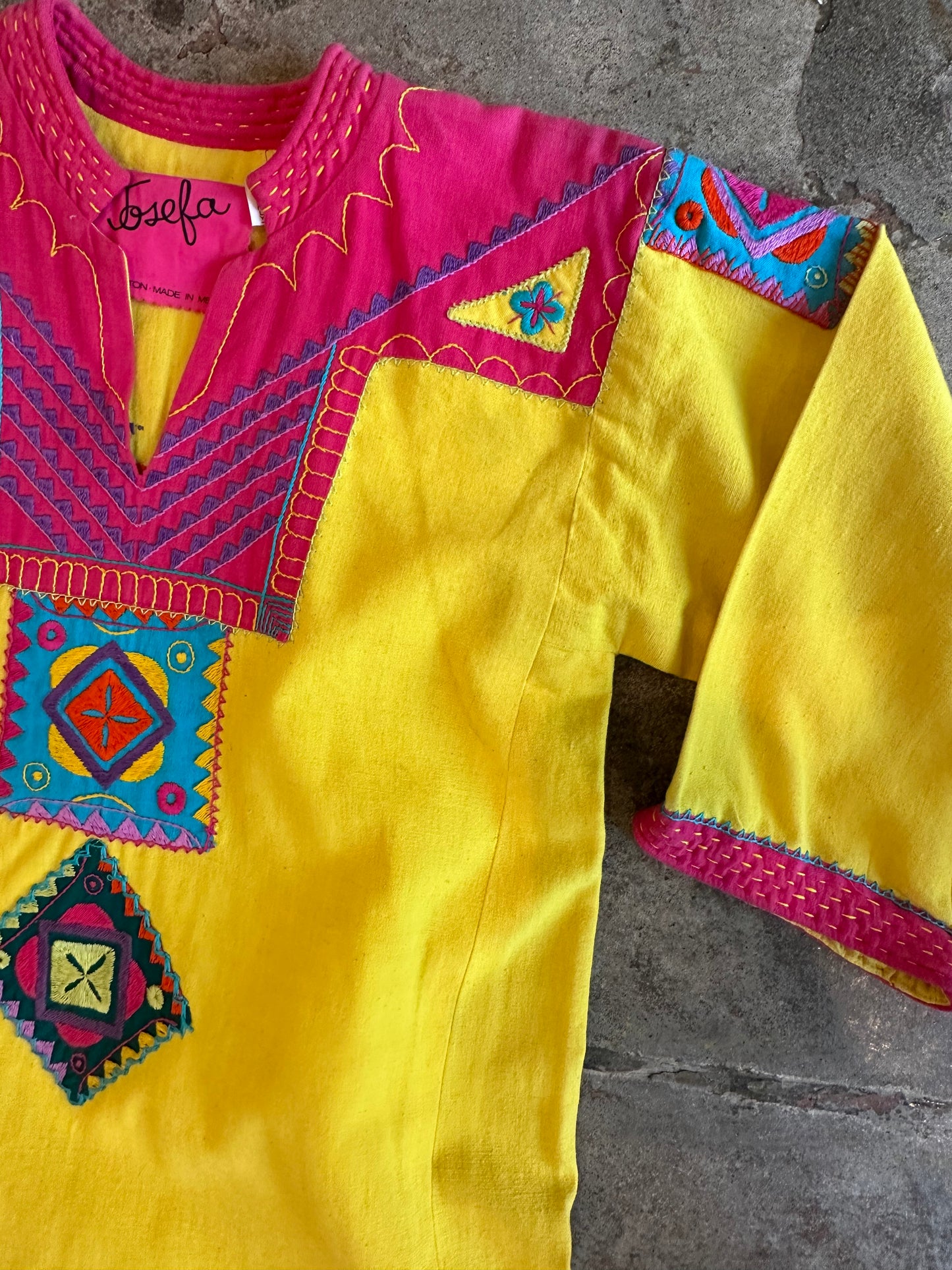 Vintage Bright Yellow Josefa Kaftan Dress