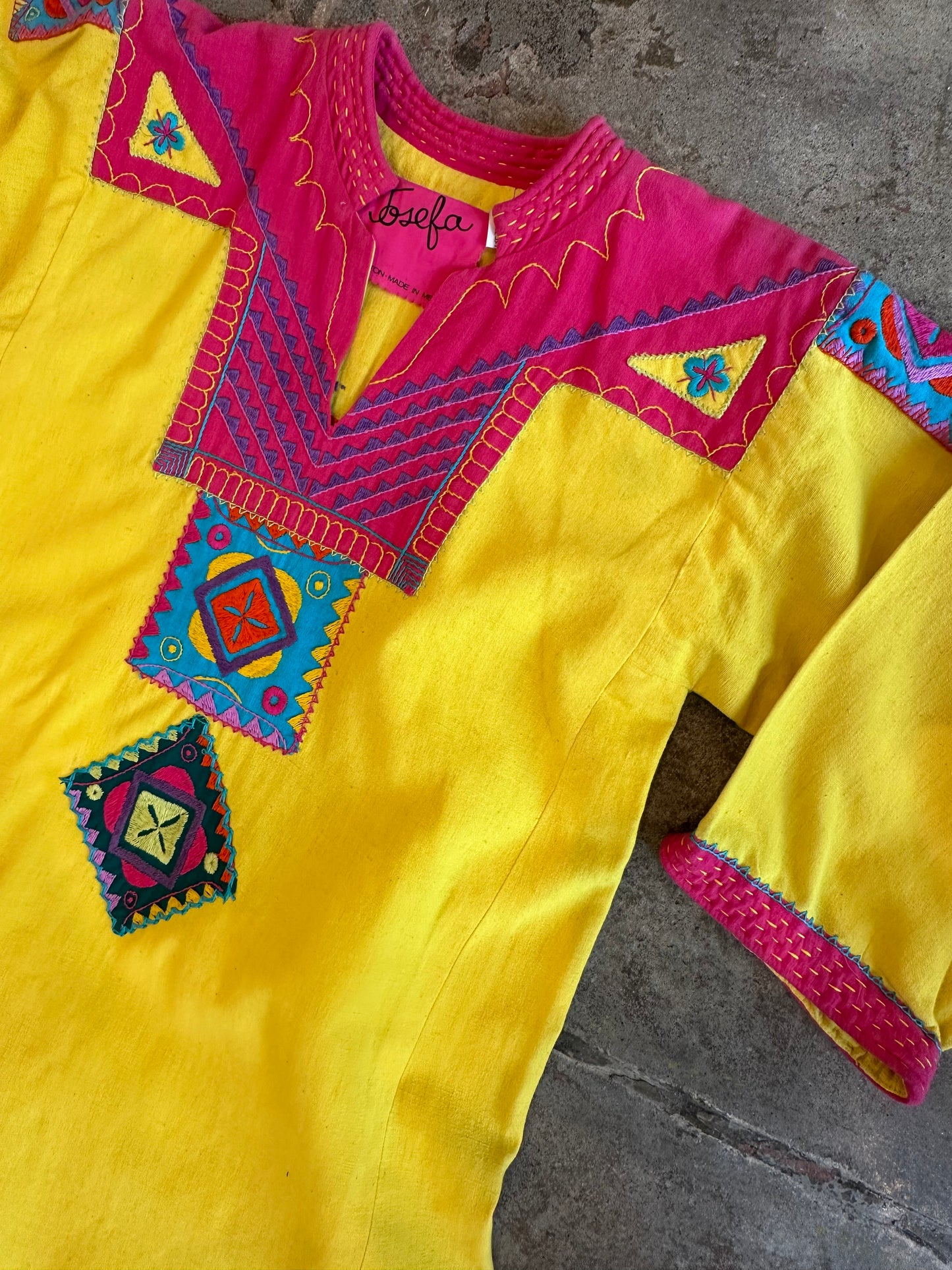 Vintage Bright Yellow Josefa Kaftan Dress