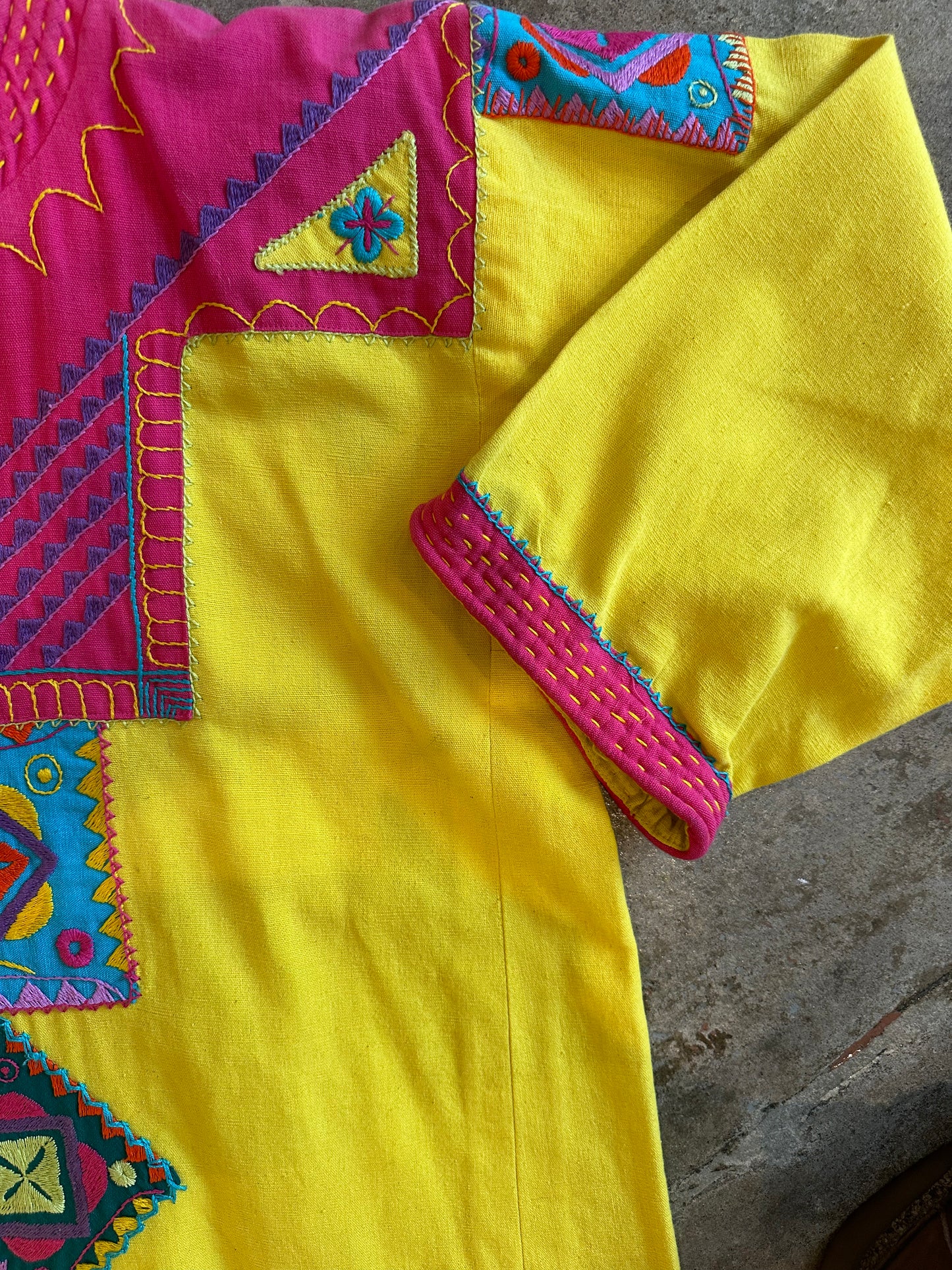 Vintage Bright Yellow Josefa Kaftan Dress