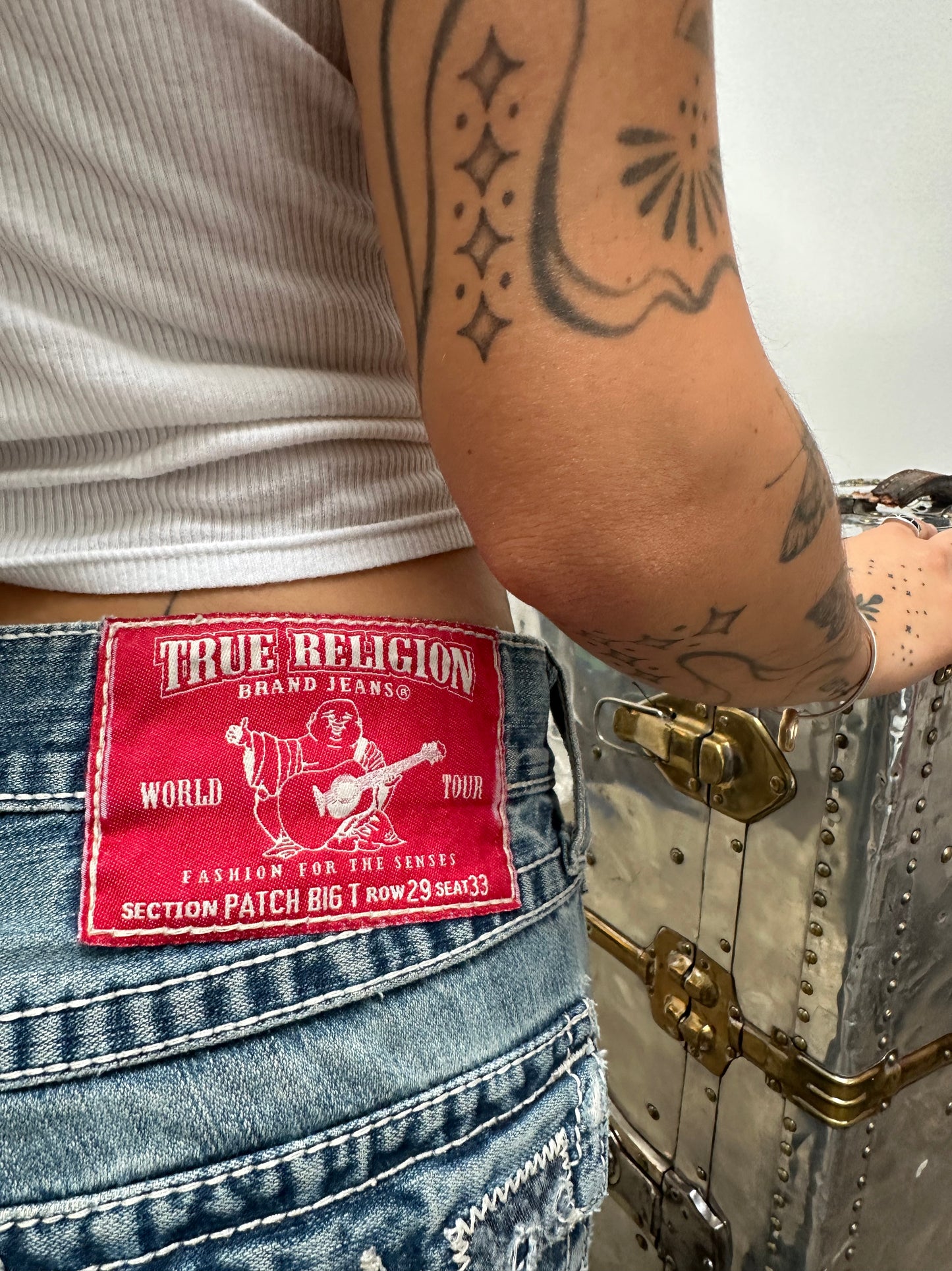 SOLD !!! Artist Re - Made Y2K TRUE RELIGION Low Rise Jeans