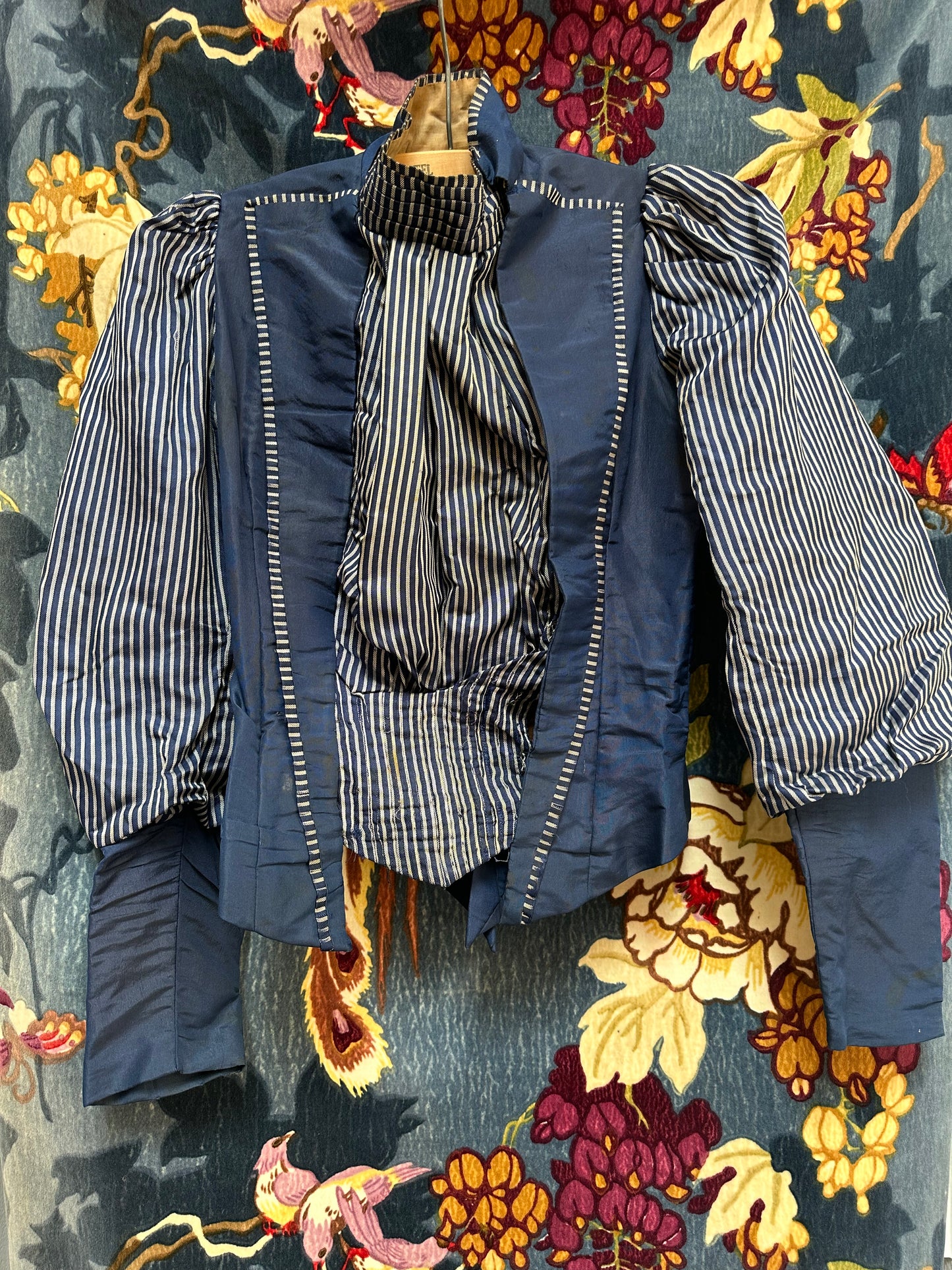 Vintage 1900s Bodice Blue Silk Blouse Gibson Girl