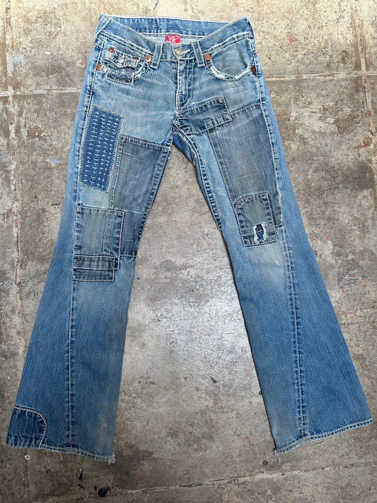 SOLD !!! Artist Re - Made Y2K TRUE RELIGION Low Rise Jeans