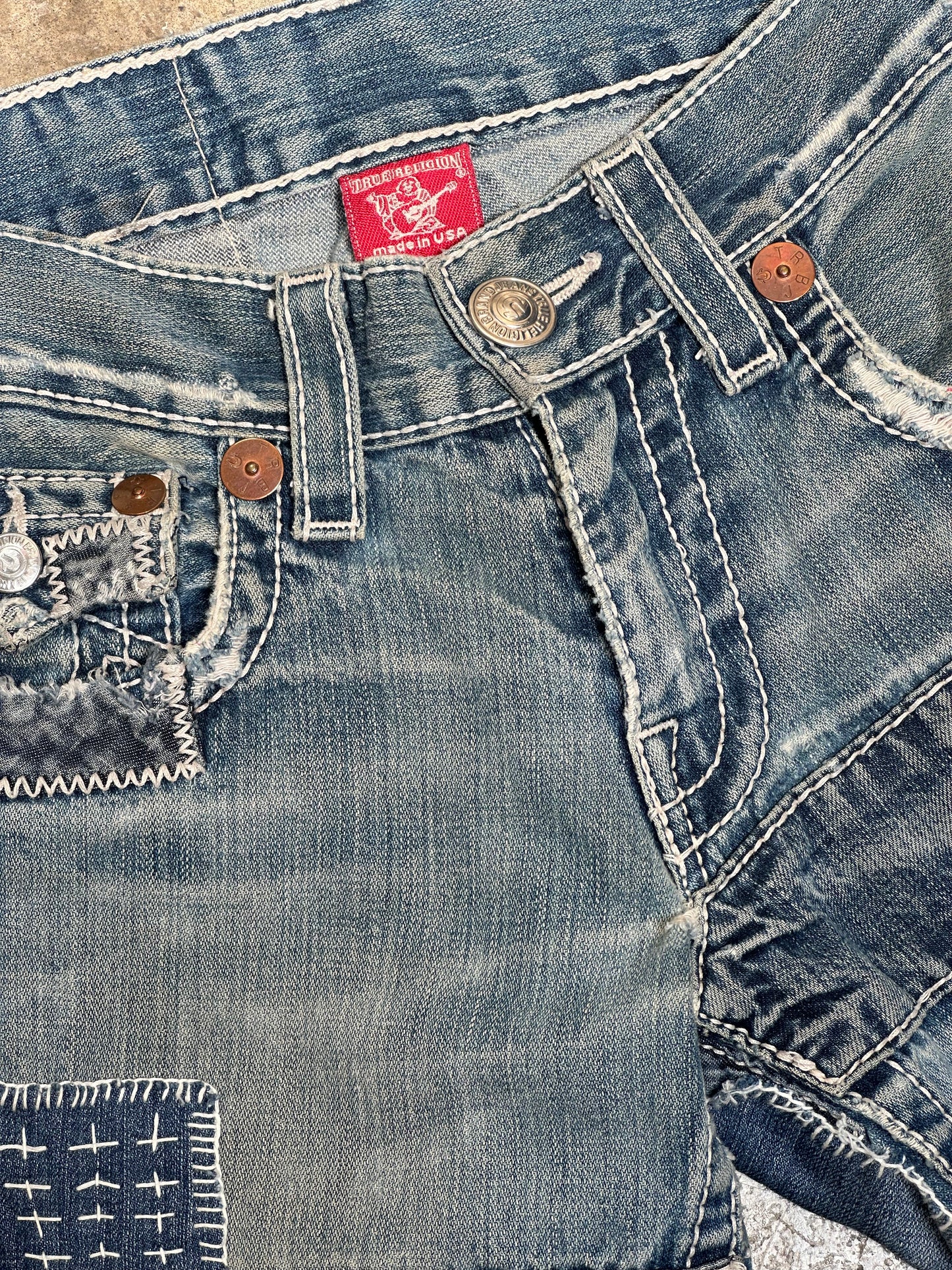 SOLD !!! Artist Re - Made Y2K TRUE RELIGION Low Rise Jeans