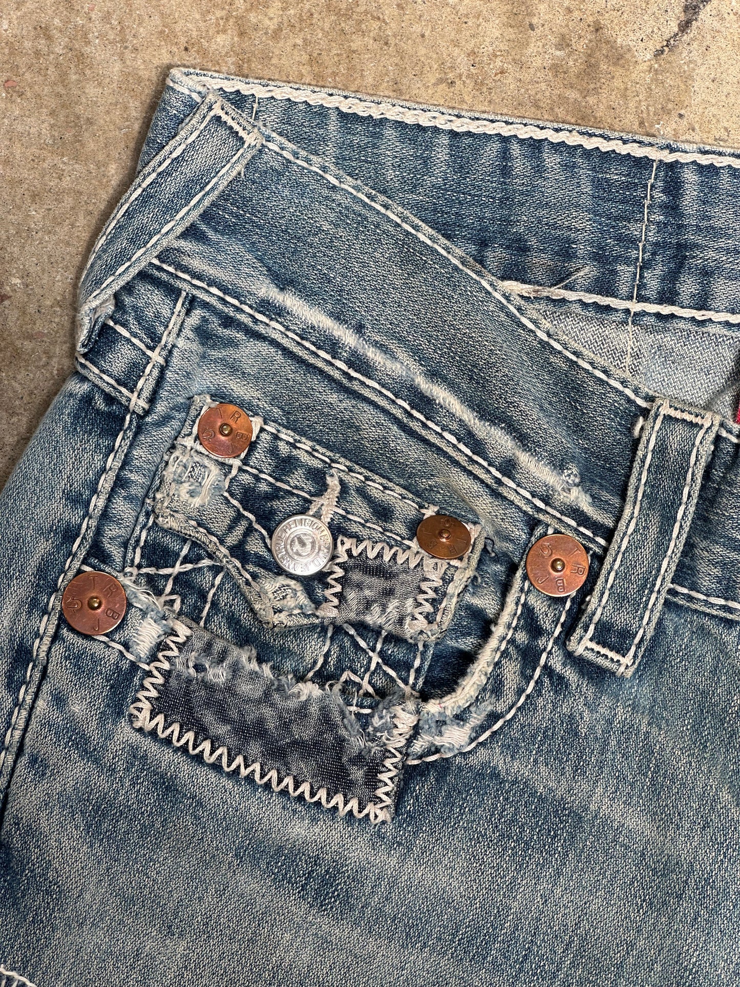 SOLD !!! Artist Re - Made Y2K TRUE RELIGION Low Rise Jeans