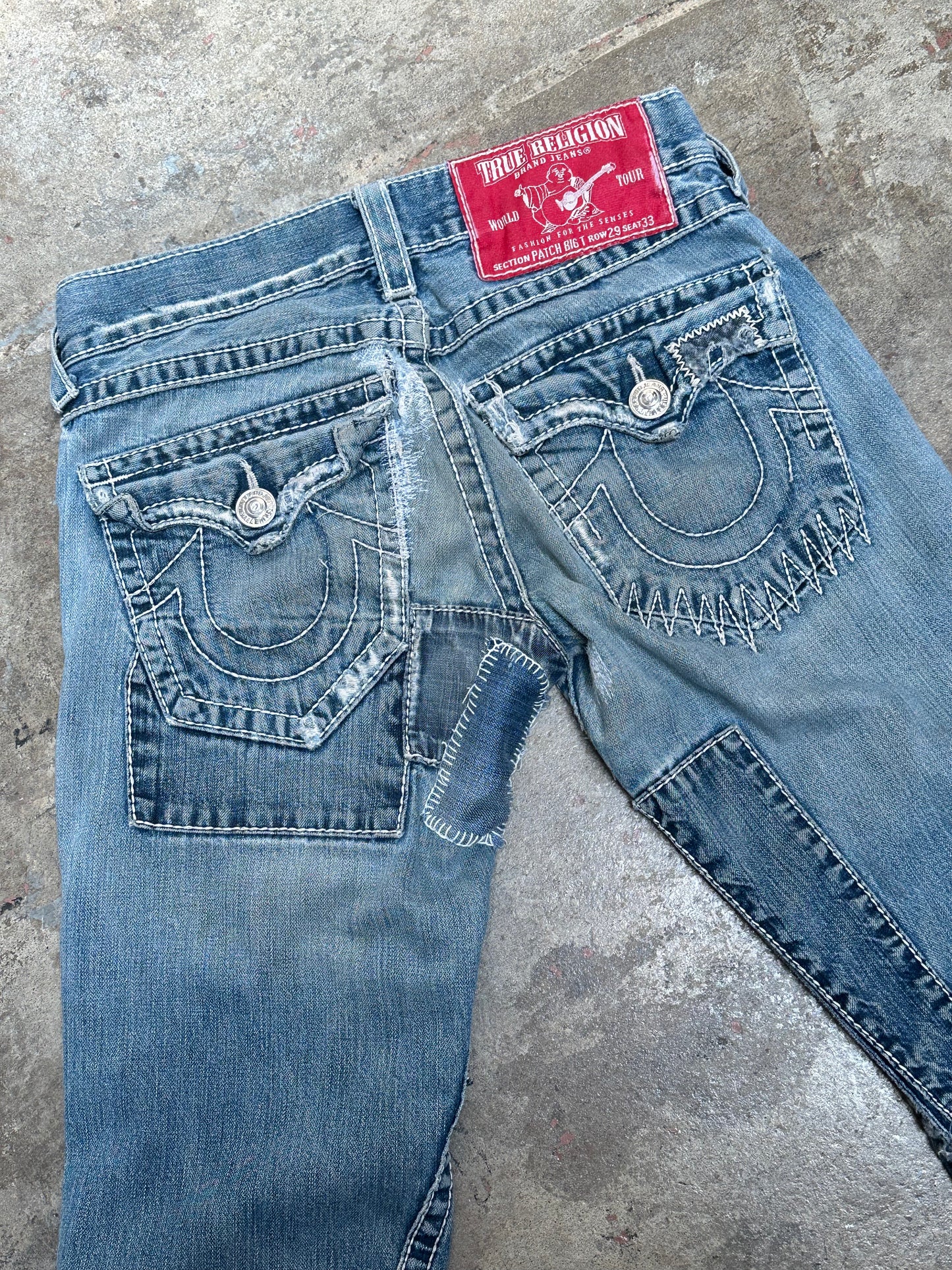 SOLD !!! Artist Re - Made Y2K TRUE RELIGION Low Rise Jeans