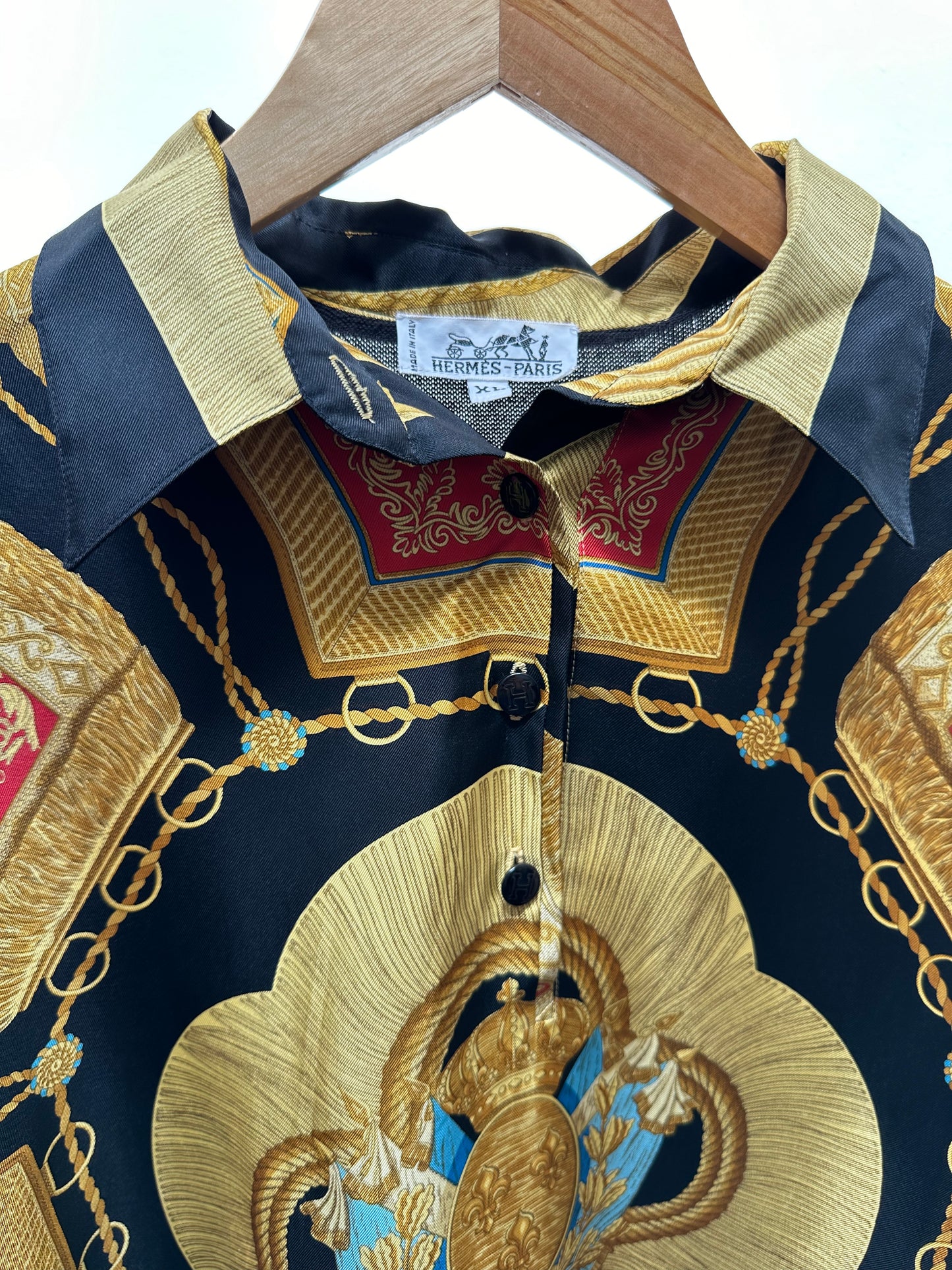 Hermes Paris Vintage 80s - 90s Baroque Print Shirt - XL