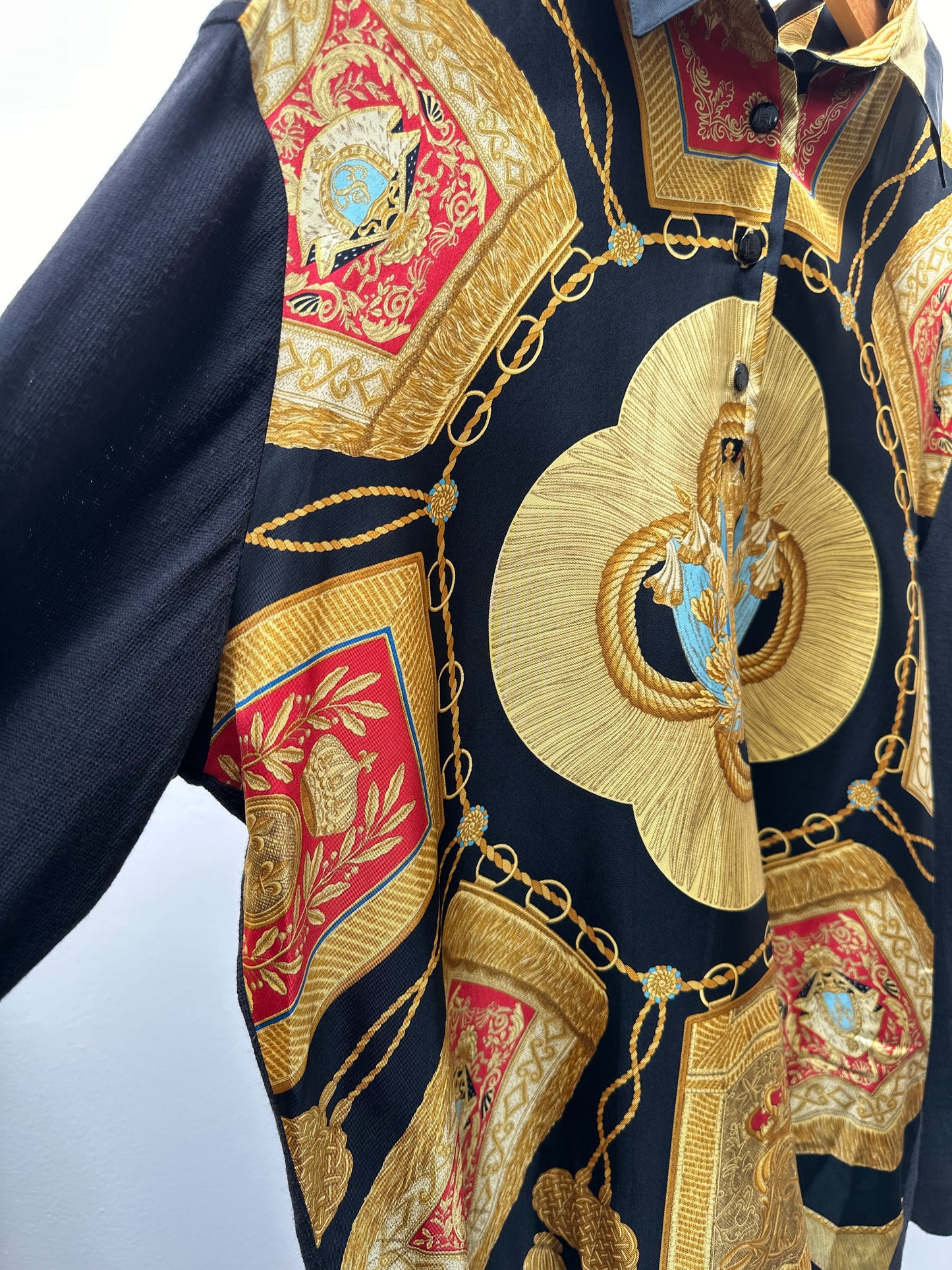 Hermes Paris Vintage 80s - 90s Baroque Print Shirt - XL