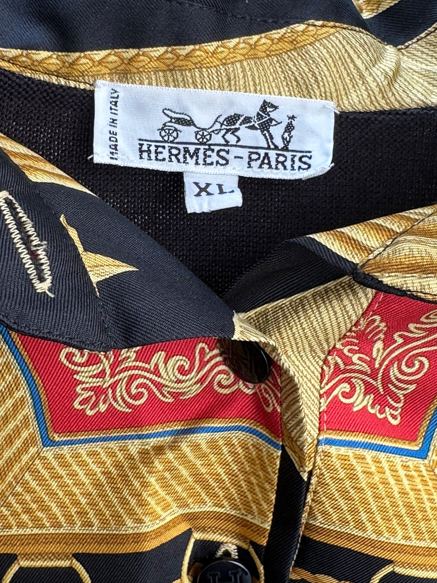 Hermes Paris Vintage 80s - 90s Baroque Print Shirt - XL