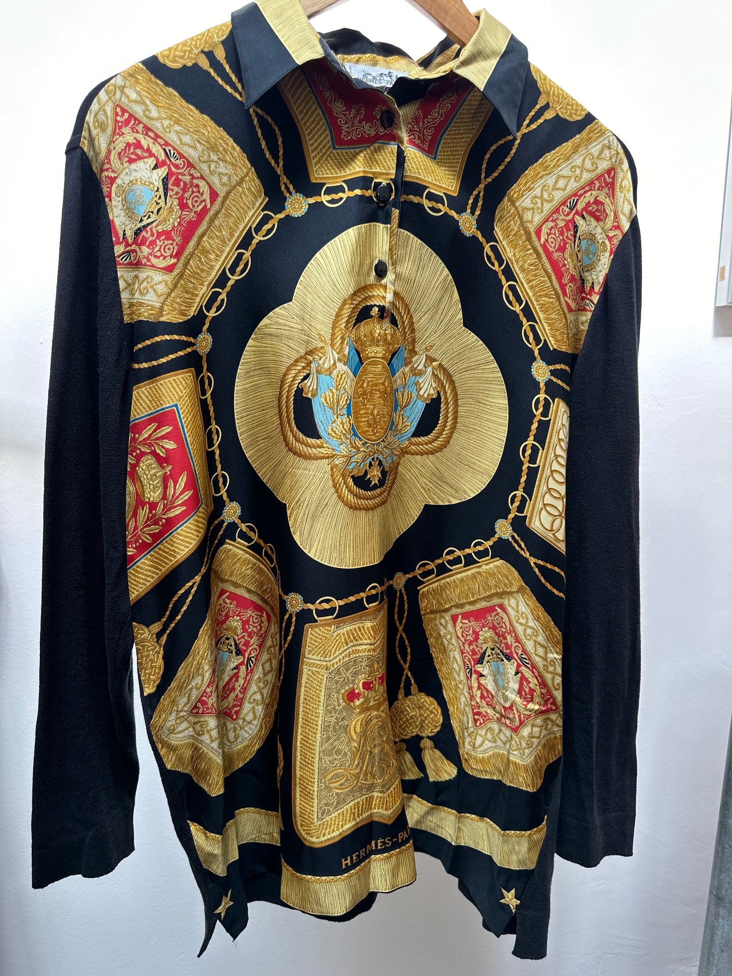 Hermes Paris Vintage 80s - 90s Baroque Print Shirt - XL