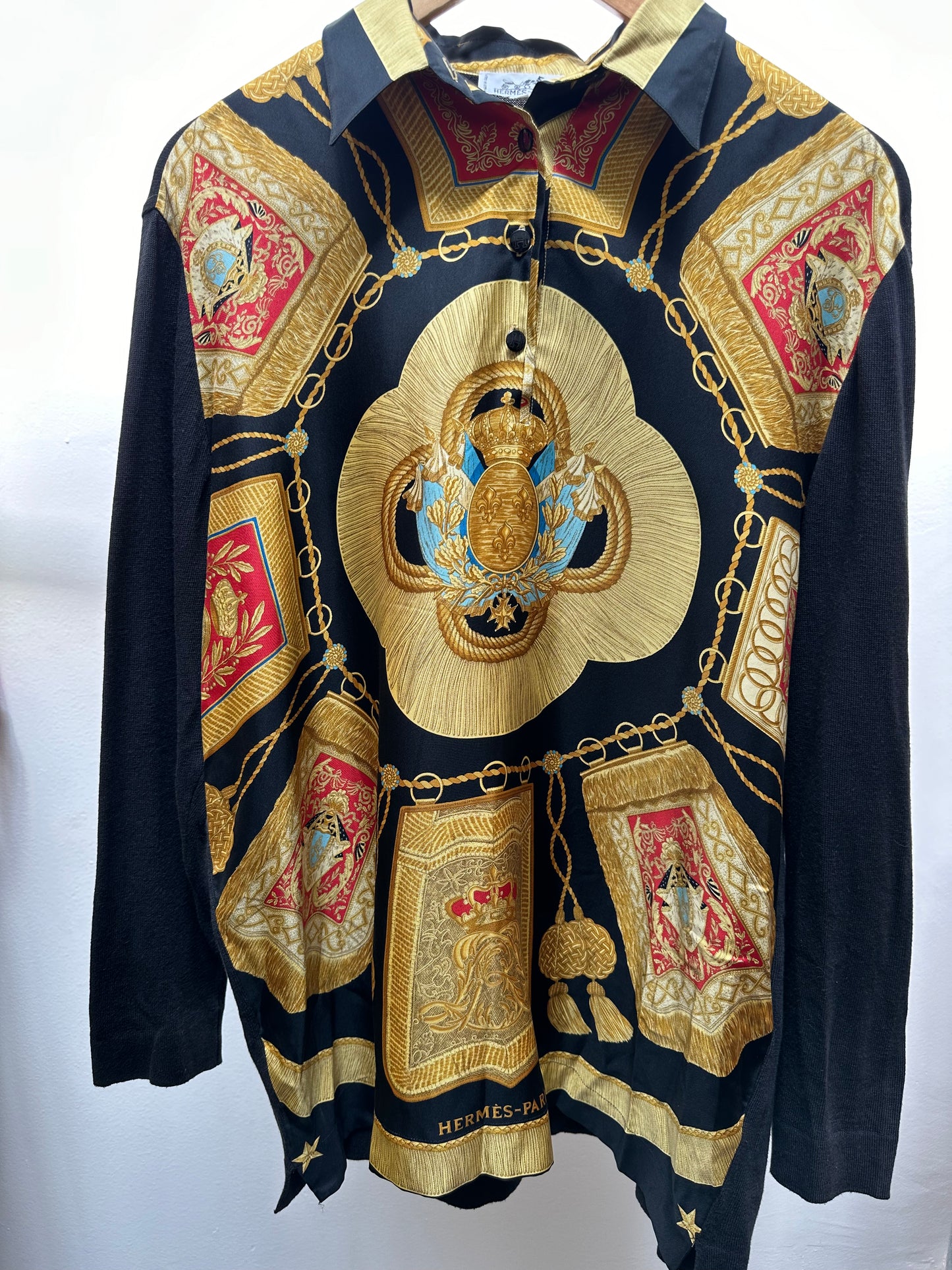 Hermes Paris Vintage 80s - 90s Baroque Print Shirt - XL