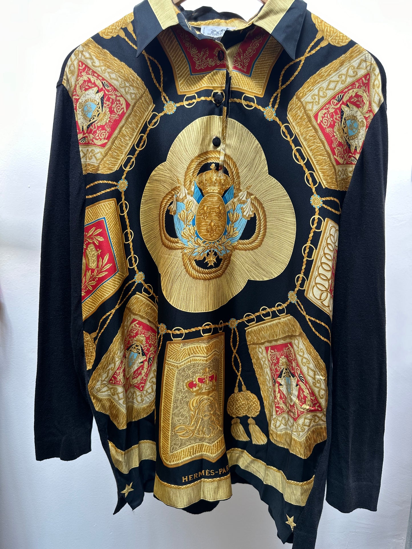 Hermes Paris Vintage 80s - 90s Baroque Print Shirt - XL