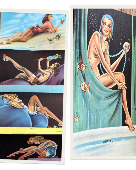 1940s Fold Out  Pin Up Postcard  Set